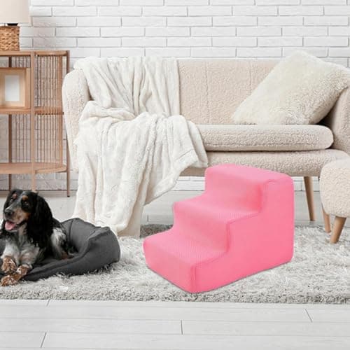 Gralara Premium Pet Stairs for Small Dogs and Cats - Non-Slip Steps for High Beds and Couches, Pink 3 Steps — view 5