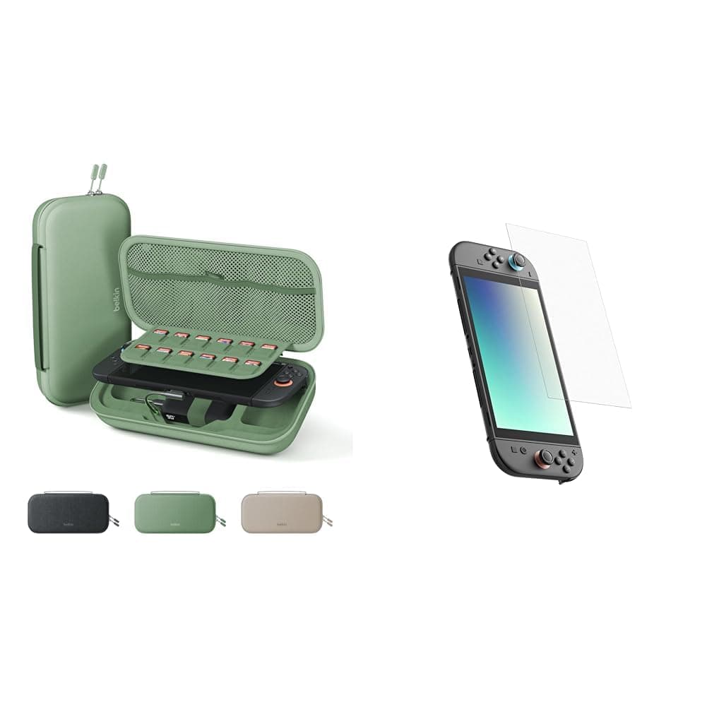 Belkin Gaming Charger Case (Charcoal) w/ 10,000mAh Power Bank + Anti-Reflective TemperedGlass Screen Protector Bundle for Nintendo Switch 2 - Travel Essentials w/AirTag Holder, Game Storage & More — view 11