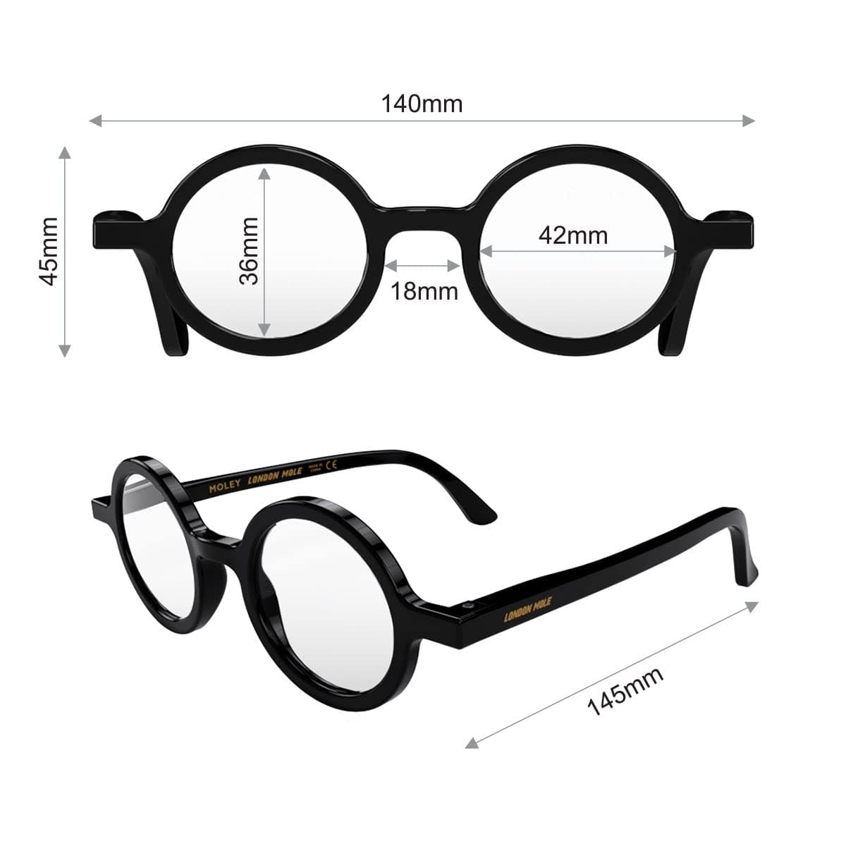 LONDON MOLE® Moley gafas de lectura | Lectores geniales de forma redonda | Hombre y mujer unisex | Bisagras de resorte — view 7