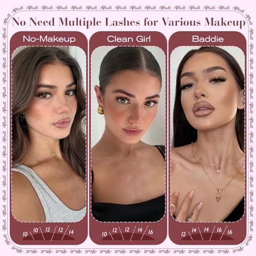 Flaunt Lash Clusters Wispy Eyelash Clusters 10-16mm DIY Cluster Lashes D Curl Natural Lashes Clusters Mink Lash Extensions with Thin Band for Daily Wear by Pleell — view 5