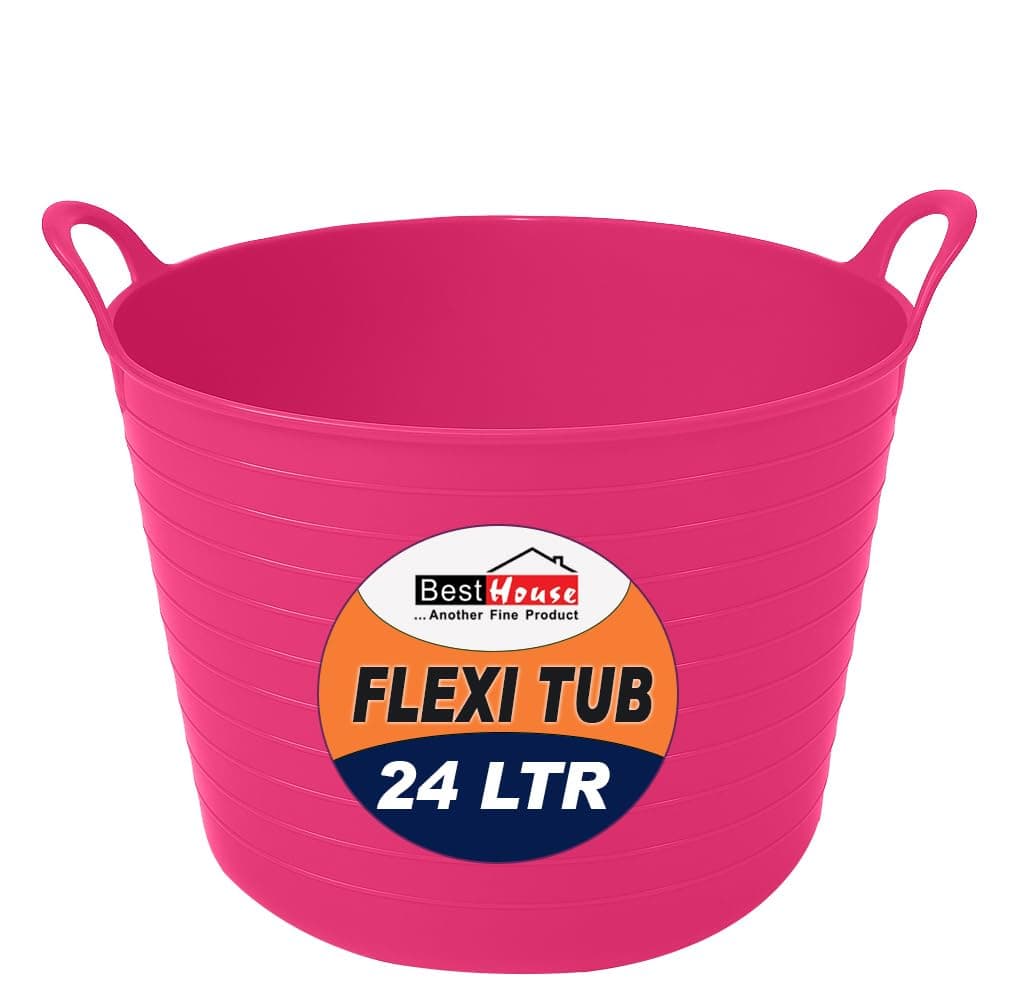 Best House | 3 Pcs of Flexi Tub with Handles | Small Size | Mini | 7 Litres | Yellow | Garden Tubs | Plastic Storage Container for Home, Washing, Garden Waste and DIY Projects — view 30