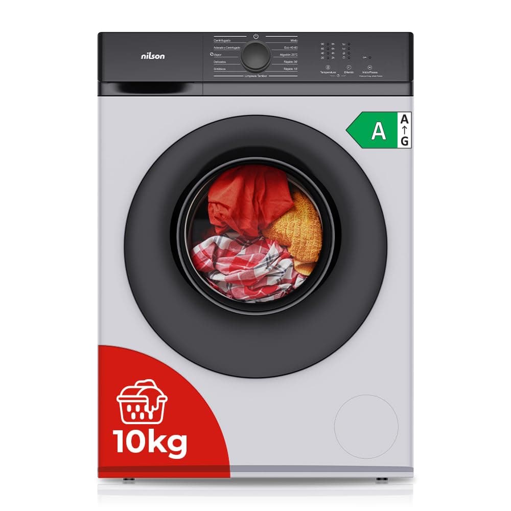 Nilson Lavadora 6Kg Carga Frontal Blanco NL6200AI. 1600W, 1200rpm, Motor Inverter, 11 Programas, Función Stop&Go, Tambor Diamante, Clase de Eficiencia Energética A — view 11