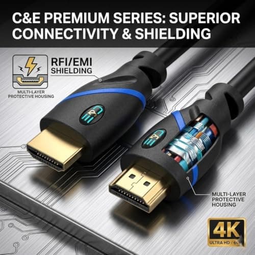 75ft (22.8M) High Speed HDMI Cable Male to Male with Ethernet Black (75 Feet/22.8 Meters) Built-in Signal Booster, Supports 4K 30Hz, 3D, 1080p and Audio Return CNE570709 — view 2