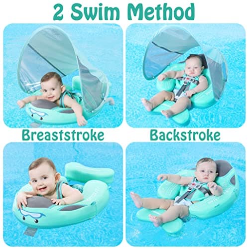 Mambobaby Float Baby Swim Float with Canopy, Non-Inflatable Solid Baby Float, Upgrade Soft Skin-Friendly Fabric Material Infant Swim Float for Boys and Girls Toddler (Special Edition Pink) — view 2