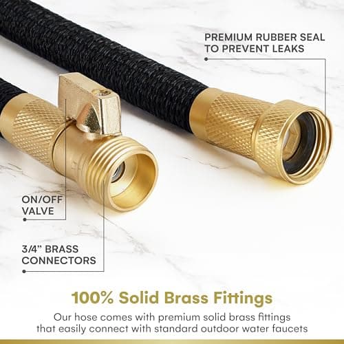Flexi Hose with 8 Function Nozzle Expandable Garden Hose, Lightweight & No-Kink Flexible Garden Hose, 3/4 inch Solid Brass Fittings and Double Latex Core, 50 ft Black — view 4
