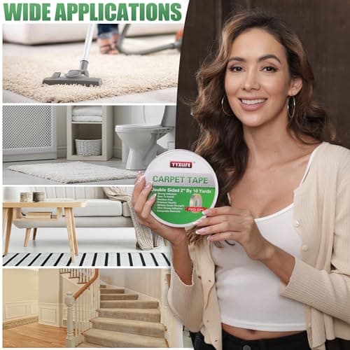 YYXLIFE Double Sided Removable Rug Tape - Carpet Adhesive for Hardwood Floors,Non Slip Anti Curling Floor Tape for Area Rugs,Mats,Carpets - No Residue Strong Hold for Tile, 2Inch x 10Yards,White — view 2