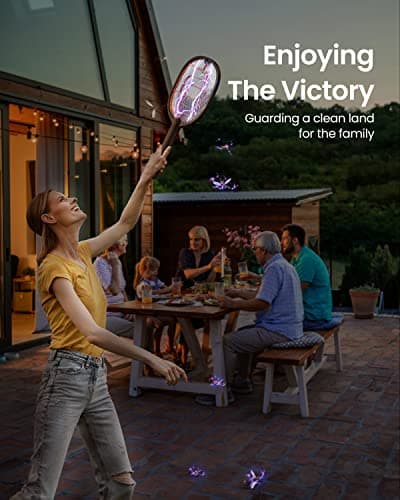GAIATOP Electric Fly Swatter, 3800V Battery Powered Handheld Fly Zapper, 3-Layer Protection Grid Bug Zapper Racket for Home Bedroom Kitchen Office Backyard Patio Indoor Outdoor — view 5