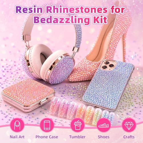 40000Pcs 40 Colors Resin Jelly Rhinestones Kit, 3mm Flatback Rhinestones with 3Pcs B7000 Jewelry Glue & Tools, Bedazzler Kit with Rhinestones, All-in-One Bedazzling Kit for DIY Arts & Crafts Gifts — view 2