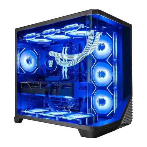 HYPER CYBER Quantum Gaming PC Desktop Computer, AMD Ryzen 7 7800X3D, Radeon RX 9060 XT, 64GB DDR5, 2TB SSD, 360 LCD Liquid Cooler, Windows 11 Home, RGB Lighting, Ready to Use