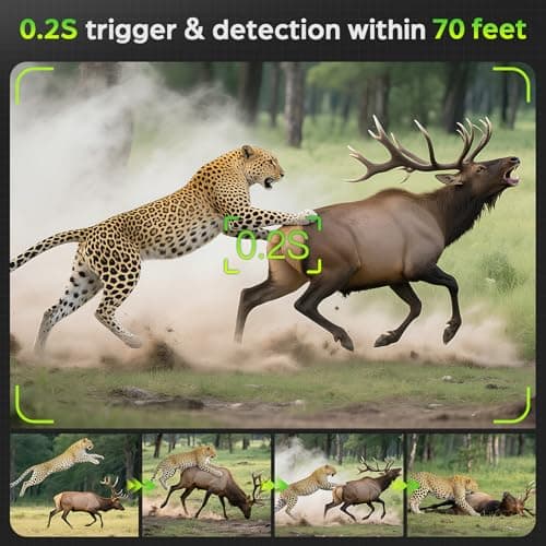 VIDVIS Trail Cameras-4K 64MP Game Cam with Night Vision Motion Activated Waterproof IP66, WiFi Solar Power 0.2s Trigger Trail Cam with 850nm Infrared LEDs, Wildlife Camera (Micro SD Card Not Included) — view 5
