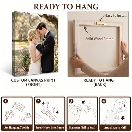 TWING Custom Canvas Prints with Your Photos, 8x10 Personalized Ready-to-Hang Photo Canvas Wall Art, Fathers Day Gift for Dad, Stretched Canvas Print for Family, Wedding, Pet & Home Decor — view 8