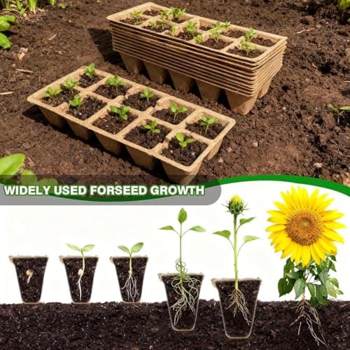 400 Cells Seed Starter Tray 40 Pack, Peat Pot Organic Biodegradable Seedling Pots Germination Trays with 100 Plant Labels for Vegetable Flower, Herbs, Indoor Outdoor Garden — view 2