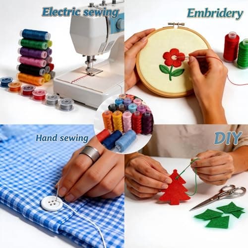 VIZOSHI Sewing Thread Kit with Prewound Bobbins, 90PCS 36 Colors Polyester Thread Set, 400 Yards per Spool, for Sewing Machine & Hand Sewing, Quilting, Embroidery, Repairs, DIY Crafts — view 6