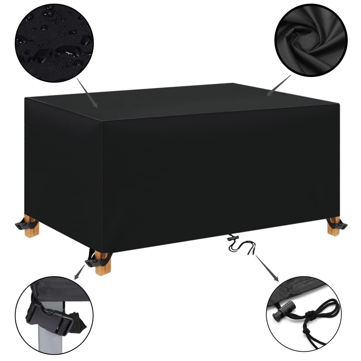 Funda Mesa Jardin Impermeable 300x200x100cm Varios tamaños 600D Oxford Rectangular Cubre Mueble Jardin Funda Impermeable Anti-UV Resitente al Polvo para Muebles de Exterior sillas mesas — view 2