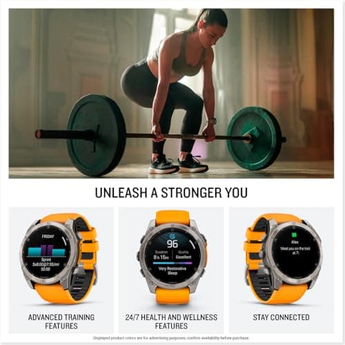 Garmin fēnix® 8 – 51 mm, AMOLED, Sapphire, Premium Multisport GPS Smartwatch, Long-Lasting Battery Life, Dive-Rated, Built-in LED Flashlight, Titanium with Spark Orange/Graphite Band — view 4