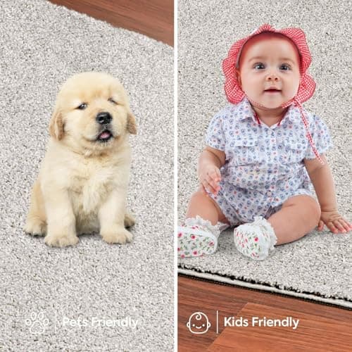 Ambiant Pet Friendly Solid Color Area Rugs Off White - 3' Square, Indoor, Stain Resistant, Perfect for Living Room, Bedroom, Dining Room, Entryway, Pet & Kids Friendly Rug, Wedding, Made in USA — view 5