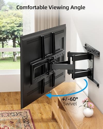 HOME VISION Full Motion TV Wall Mount for Most 32-85 inch TVs up to132 lbs, TV Mount Swivel and Tilt with Dual Articulating Arms, Wall Mount TV Bracket Max VESA 600x400mm, Fits 8" 12" 16" Wood Studs — view 3