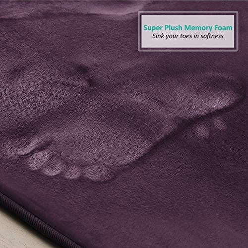Clara Clark 2-Pack Bath Mat Set - Large and Small Bathroom Rug Set, Absorbent Memory Foam Bath Rugs, Non-Slip, Thick, Cozy Velvet Microfiber Bathrug, Plush Shower, Toilet Floor Bathmats Carpet, Purple — view 5