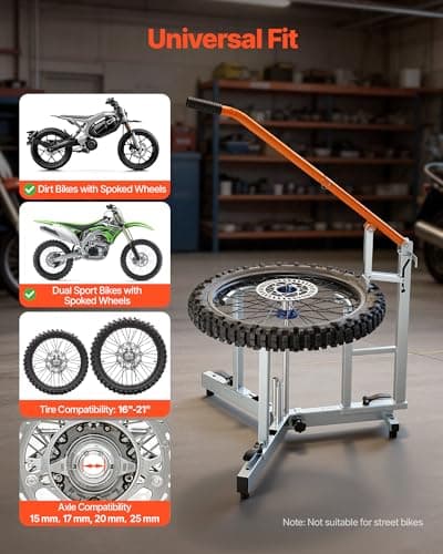 VEVOR Dirt Bike and Dual Sport Tire Changer, Fits for 16"-21" Wheels, 15/17/20/25 mm Axles, Heavy Duty Dirt Bike Tire Changing Tool Kit with Bead Breaker, Irons, Protective Sleeves, and Storage Bag — view 2
