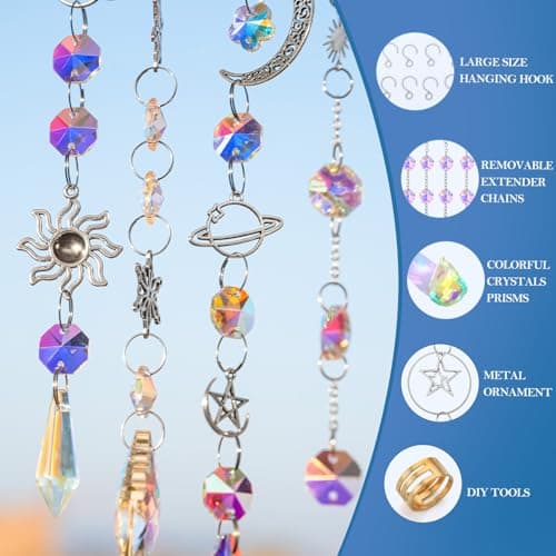 JADVY 310 Pcs DIY Crystal Sun Catchers Indoor Window, Hanging Prism Suncatcher for Window, Silver DIY Suncatcher Kit, Glass Crystal Alloy Accessories Sun Catcher Crafts for Adult, DIY for Mom… — view 2