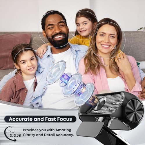 Shcngqio 1080P HD Webcam with Microphone, Noise Cancellation, Privacy Cover, Wide-Angle Lens, Auto Light Correction, Plug & Play USB Webcam for Laptop, Desktop, PC, Mac, Zoom, Skype, Streaming (Black) — view 2