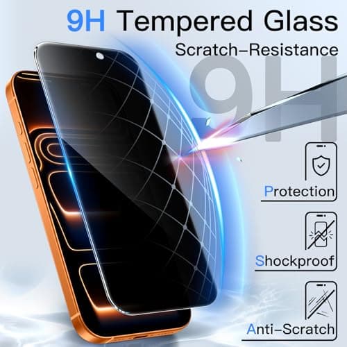 JETech Privacy Screen Protector for iPhone 17 Pro Max 6.9-Inch, Anti-Spy Tempered Glass Film with Easy Installation Tool, 2-Pack — view 4