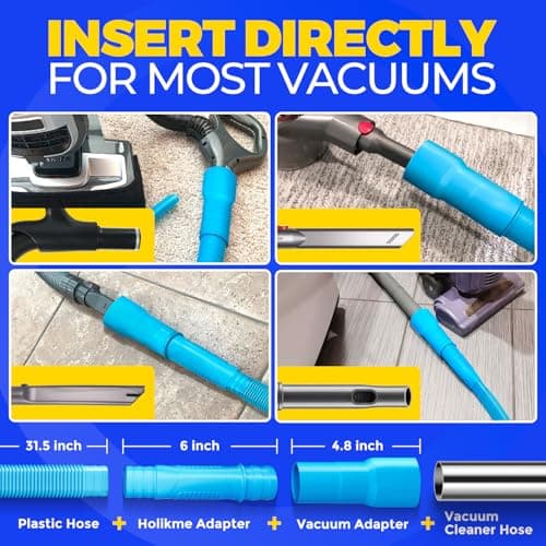 Holikme 2 Pieces Dryer Vent Cleaner Kit, Dryer Lint Vacuum Attachment and Flexible Dryer Lint Brush, Dryer Vent Vacuum Hose Attachment,Blue — view 2