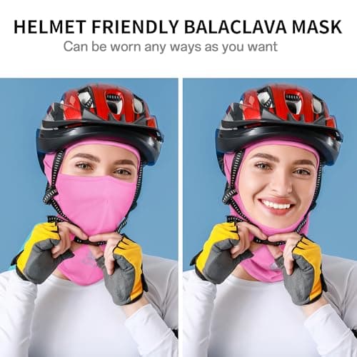 Botack Balaclava Ski Mask, Sun UV Protection Breathable Full Head Face Mask for Men Women Skiing Cycling Pink