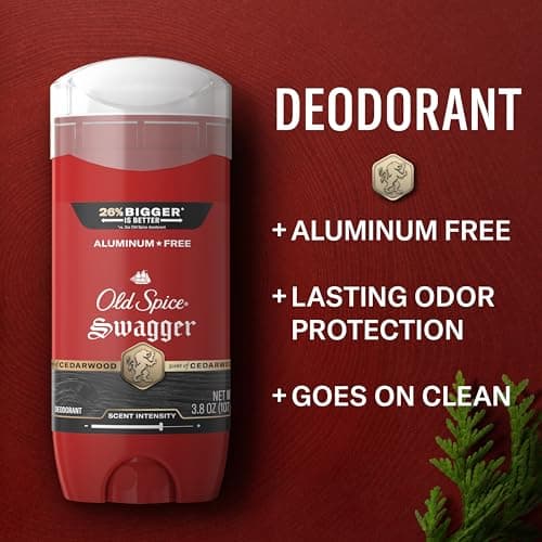 Old Spice Aluminum Free Deodorant for Men, 24/7 Protection to Eliminate Odors, 24/7 Freshness & Lasting Scent, Swagger with Lime & Cedarwood Scent, 3.8 oz