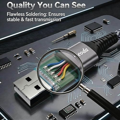 Ruaeoda 6ft USB 2.0 Printer Cable, Type A to B Male Scanner Cord, Compatible with HP, Compatible with Canon, Compatible with Epson, DAC - Space Grey — view 4