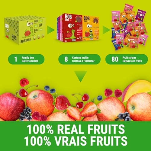 Bob Snail Fruit Roll Ups – Healthy Sweets Snacks, Real Dried Fruits, No Added Sugar, Vegan, Nut Free, Candy for Adults, Kids, with Blueberry, Raspberry, Blackberry – Bulk Gift Box 80 pcs Rolls, 800g — view 5