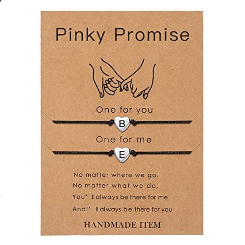SANNYRA Pinky Promise Bracelet, BE Couples Bracelets Matching Initial Relationship Boyfriend Gift Stuff, 26 Letters Friendship Bracelet for Her 2 Pieces Bf Gifts
