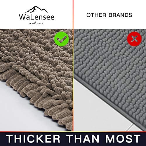 Walensee Large Bathroom Rug Non Slip Bath Mat (72x24 Inch Taupe) Water Absorbent Super Soft Shaggy Chenille Machine Washable Dry Extra Thick Perfect Absorbant Best Plush Carpet for Shower Floor — view 5