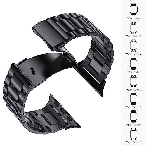 EPULY Metal Band Compatible with Apple Watch Bands for Men 49mm 46mm 45mm 44mm 42mm 41mm 40mm 38mm, Business Stainless Steel Strap for iWatch Bands Series 11 10 9 8 7 6 5 4 3 2 1, SE3 2 1, Ultra3 2 1 — view 3