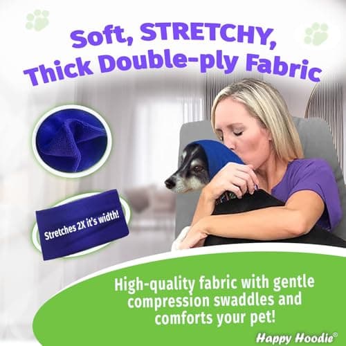 Happy Hoodie The Original Dog & Cat Calming Band - American Brand - Anxiety Relief/Noise Protection - Grooming - Thunder - Fireworks (Large, Black) - Since 2008 — view 8