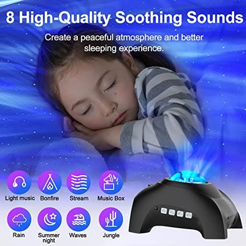 Northern Lights Aurora Projector,CIMELR Star Projector Music Bluetooth Speaker and White Noise,Galaxy Light with Remote Control, Night Light for Bedroom, Room Decor, Ceiling, Gift for Kids Adults — view 2