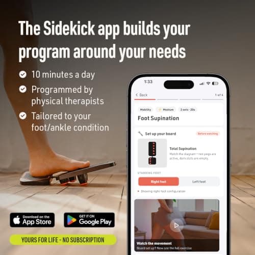 SIDEKICK AxisBoard Rehab & Training System | Balance Board & Physical Therapy Manual for Foot and Ankle Rehab | Recover from Sprains, Plantar Fasciitis, Achilles Pain
