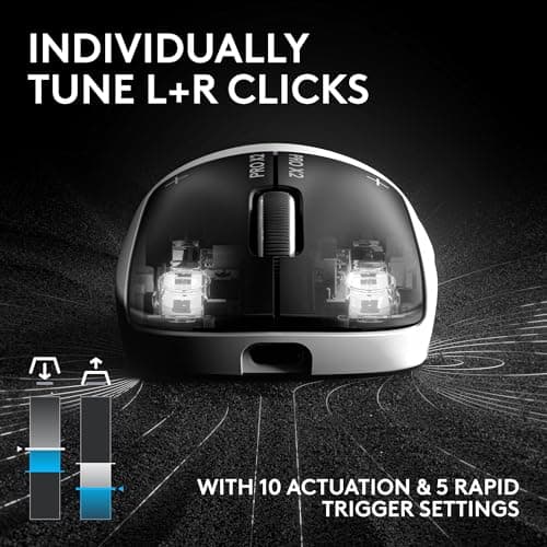 Logitech G PRO X2 SUPERSTRIKE Wireless Gaming Mouse: Customizable Rapid Trigger Magnetic Analog Switches, Adjustable Click Haptics, 61g Ultra Lightweight, USB-C, <8K Polling, for PC/Mac - Black/White — view 5