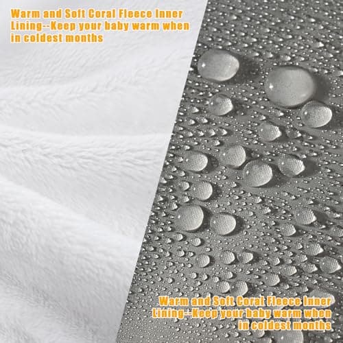 Yoofoss Stroller Cover for Winter, Toddler Stroller Footmuff Universal for Most Stroller, Water Resistant Warm Coral Baby Stroller Bunting Sleeping Bag Light Grey