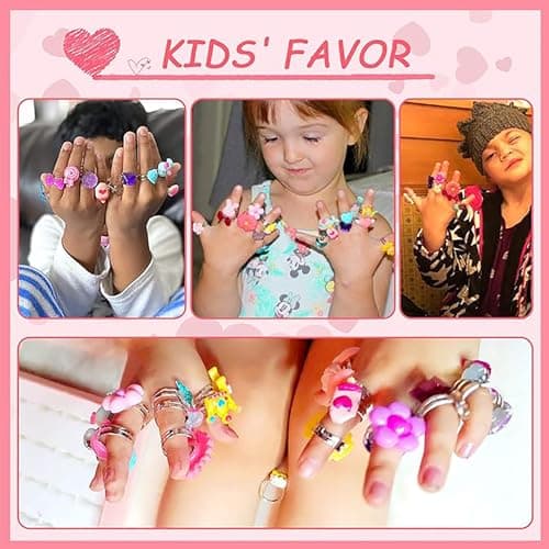 PinkSheep Little Girl Jewel Rings in Box, Adjustable, No Duplication, Girl Pretend Play and Dress Up Rings (24 Lovely Ring) — view 5