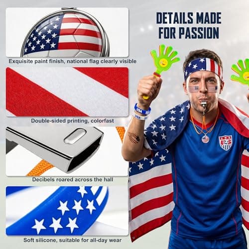 JSDKFJSA 2026 World Cup Fan Accessories Kit, 7 PCS World Soccer Sport Cup Gear Set, World Cup Merchandise for Soccer Party Decorations, Stadium Events, Watch Party, Home Cheering (United States) — view 2