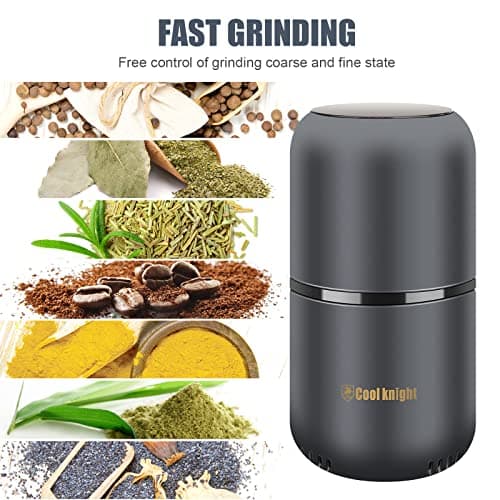 COOL KNIGHT Herb Grinder [large capacity/fast/Electric ]-Spice Herb Coffee Grinder with Pollen Catcher/- 7.5" (Grey) — view 3