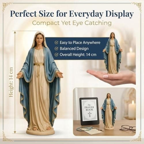 Virgin Mary Collectible Figure, Blessed Mother Madonna Catholic Religious Statue Saint Guadalupe Resin Hand Painted Decor Christian Prayer Altar Gift Home Sculpture(1pc) — view 3