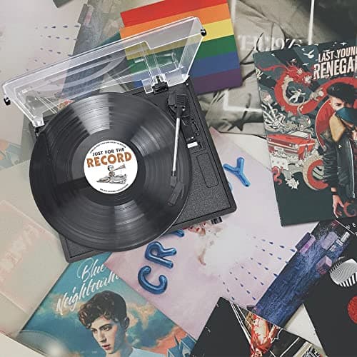 Vinyl Record Player with Speaker Vintage Turntable for Vinyl Records, Belt-Driven Turntable Support 3-Speed, Wireless Playback, Headphone, AUX-in, RCA Line LP Vinyl Players for Sound Enjoyment Black