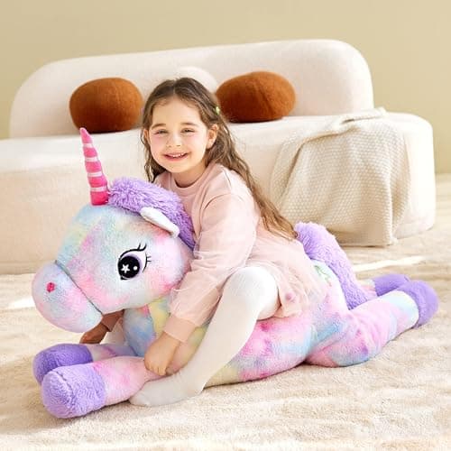 IKASA Giant Unicorn Stuffed Animal Plush Toy,Large Cute Jumbo Soft Toys,Huge Big Size Plushy Fluffy Fat Oversized Plushie,Gifts for Kids Girls Boys Girlfriend (43 inches, Multicolored) — view 2