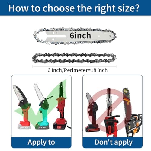 6 Inch Chainsaw Chain Blade and Guide Bar, Replacement Chain Saw Bar and Chains for 6 inch Mini Cordless Electric Portable Handheld Chainsaw for Wood Cutting (4 Chains + Guides Bar + File) — view 3