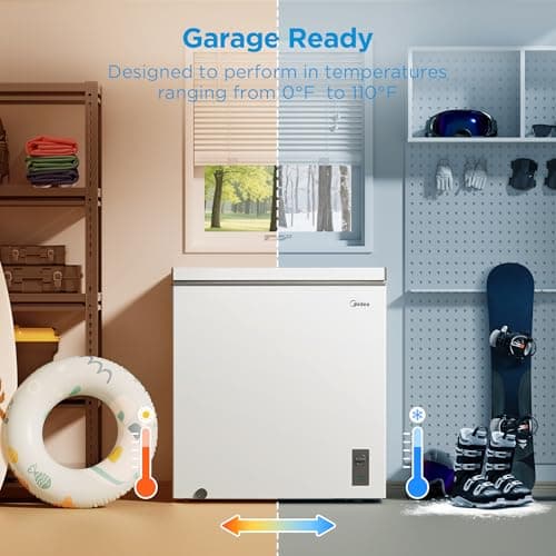 Midea MERC07C4BAWW Chest Freezer, 7.0 Cubic Feet Freezer With Removable Basket, Interior LED Light, Adjustable Temperature, For Kitchen Apartment Office, White — view 4