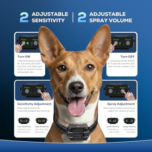 Citronella Dog Bark Collar, Dog Bark Collar for Large Medium Small Dogs, Bark Collar with Adjustable Spray & Sensitivity, Rechargeable Anti-Bark Collar for Dogs with Safe, 2 Collar Straps — view 2