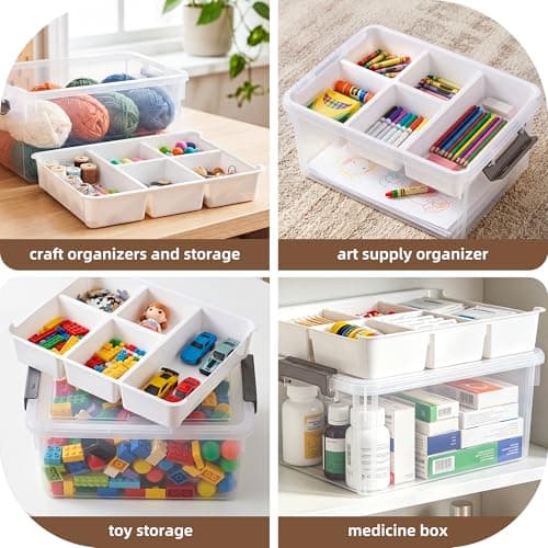 Citylife 17 QT Plastic Storage Box with Removable Tray Craft Organizers and Storage Clear Storage Container for Organizing Bead, Tool, Sewing, Playdoh, Coloring Books, Markers — view 6