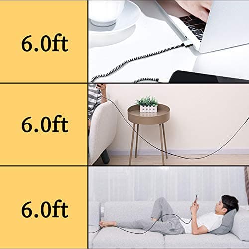 QQLIKE USB Type c Cable, 5 Pack (6FT) Nylon Braided USB C Cables 3A Fast Charging Charger for Samsung Galaxy S9/S8 Note8/9 20 10 S21 S20 S10 Plus C Cord — view 4
